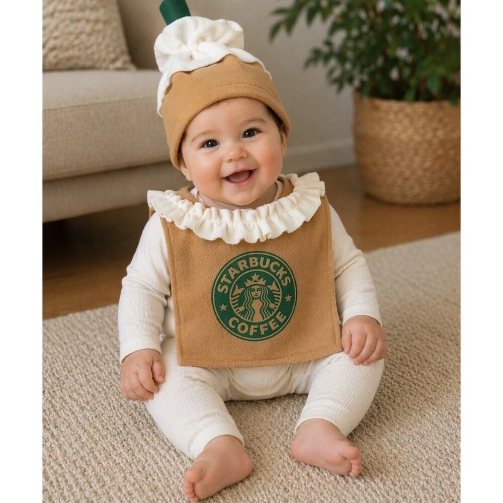 Starbucks BABY Girls Frappuccino Coffee Costume TREND 6-9 Months 2 Pieces EUC